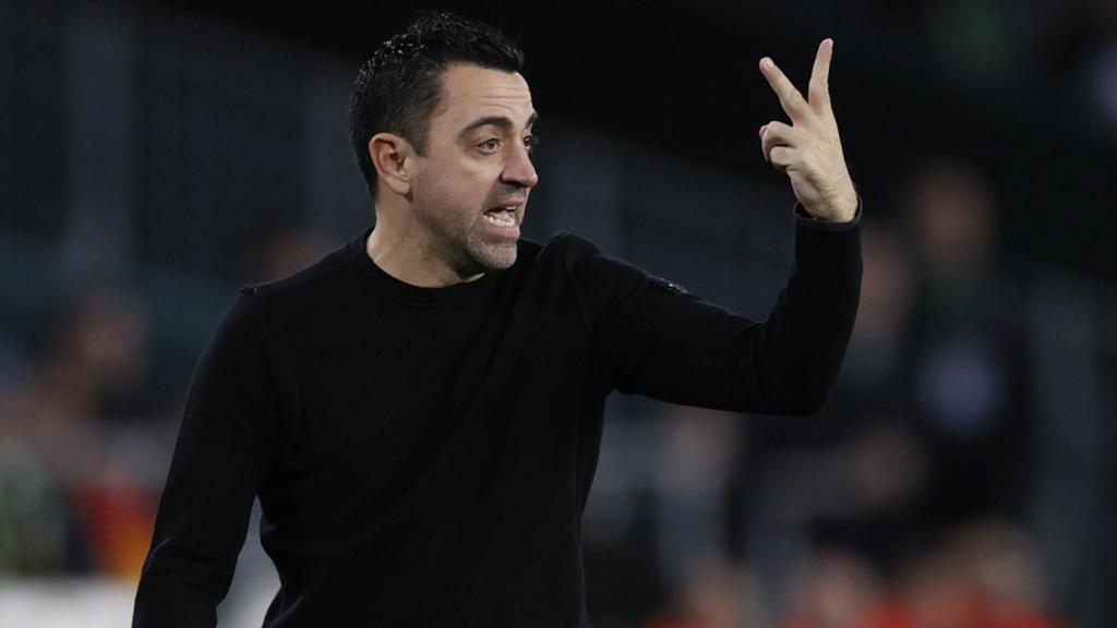 Xavi Hernández, durante el partido frente al Barça
