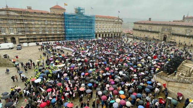 Manifestación en Santiago en defensa del futuro del mar.