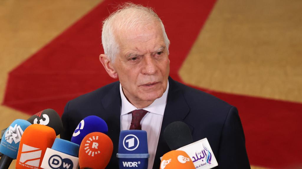 El jefe de la diplomacia europea, Josep Borrell, durante su comparecencia de este lunes en Bruselas