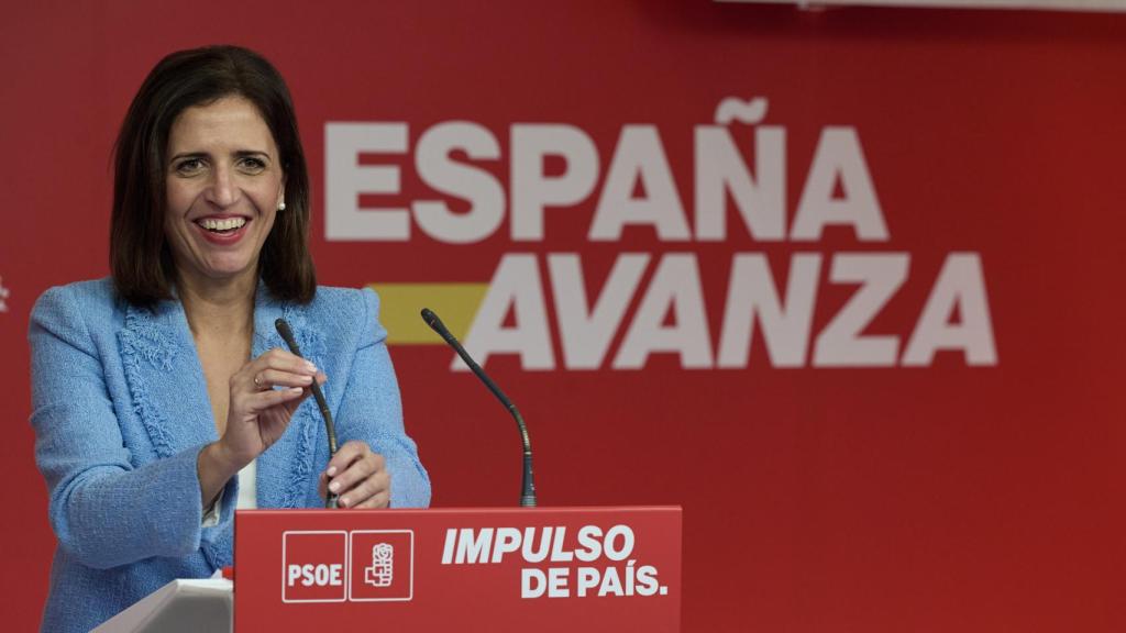 Esther Peña, en una rueda de prensa en Ferraz