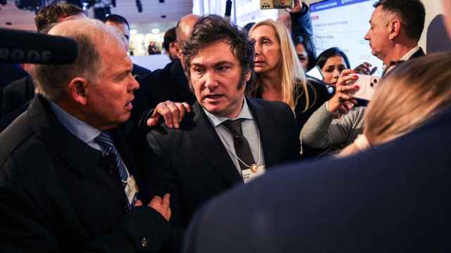 El presidente de Argentina, Javier Milei, a su llegada al Foro de Davos la semana pasada