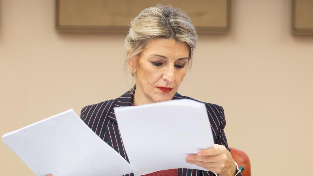 La vicepresidenta segunda del Gobierno y ministra de Trabajo y Economía Social, Yolanda Díaz, durante la Comisión de Trabajo.