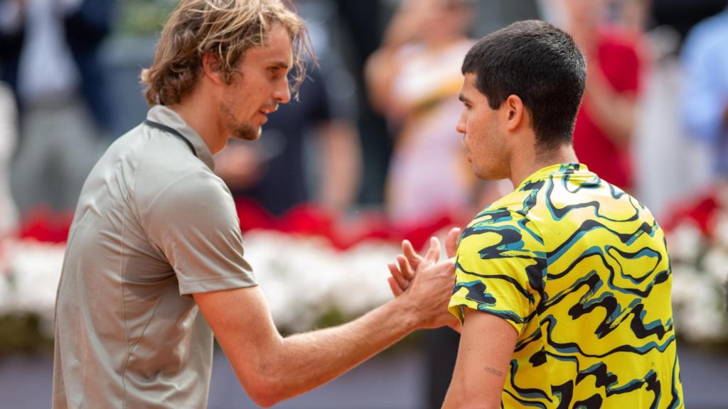 Alexander Zverev y Carlos Alcaraz, en el Mutua Madrid Open 2022