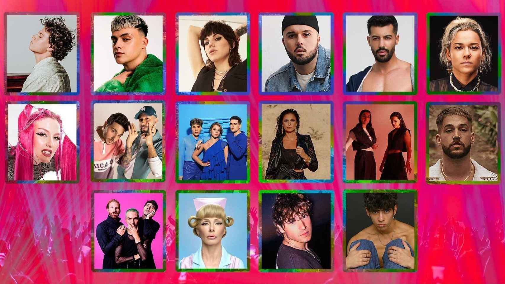 Los 16 artistas actuarán en las semifinales del 'Benidorm Fest 2024'.