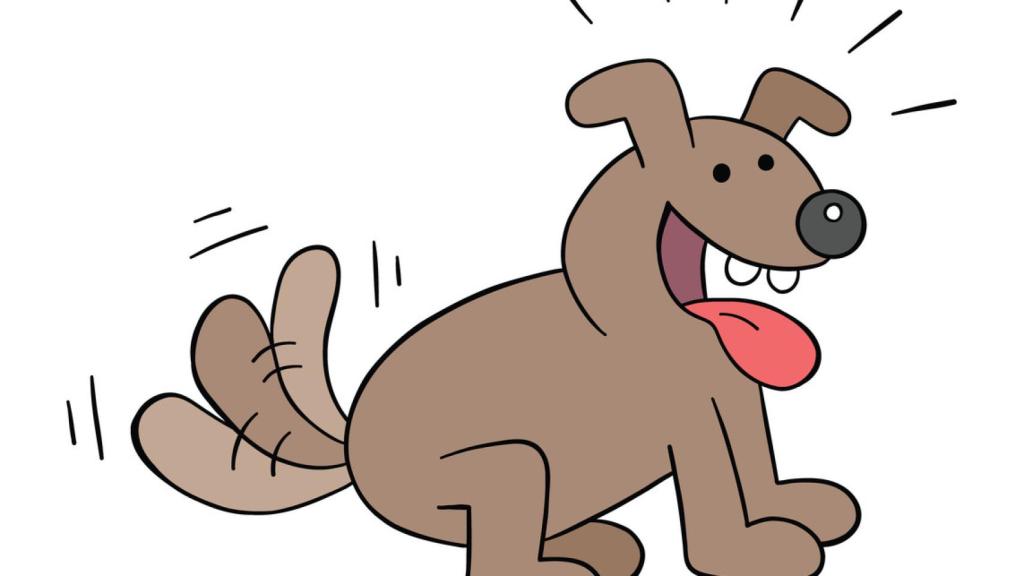 Ilustración de un perro moviendo la cola