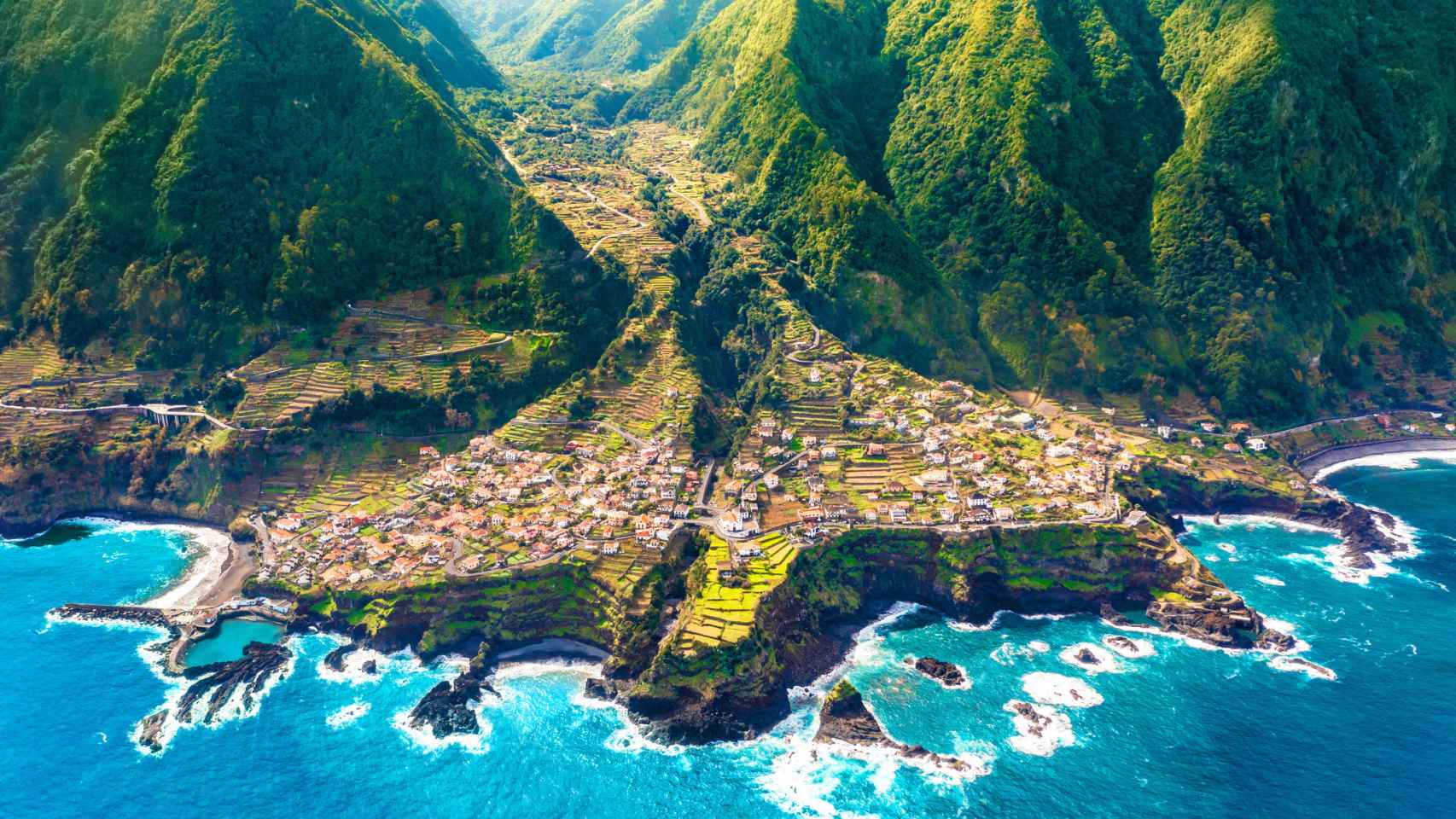 Vista aérea de la isla de Madeira