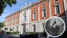 Fachada del Colegio de San José de Valladolid y proclamación de la II República, en un montaje de EL ESPAÑOL.