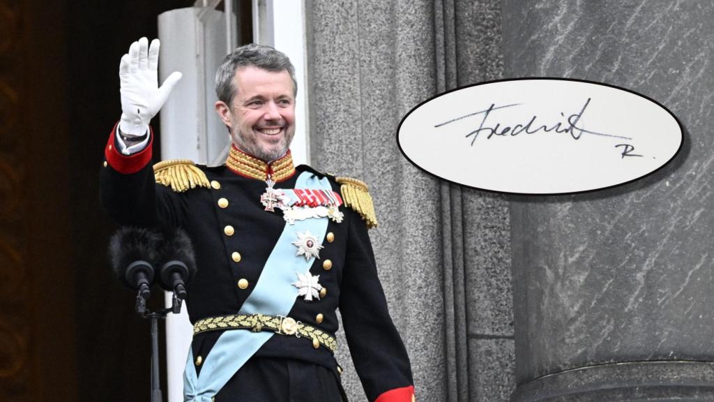 Federico X de Dinamarca y su firma, en un montaje de EL ESPAÑOL.