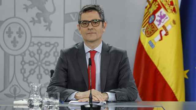 El ministro de la Presidencia, Justicia y Relaciones con las Cortes, Félix Bolaños, este martes tras el Consejo de Ministros.