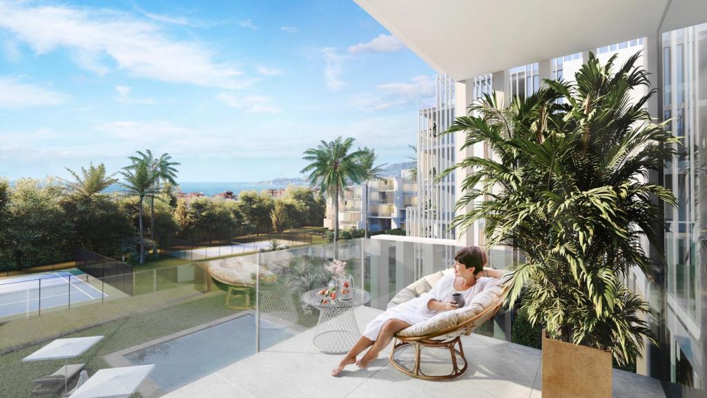 Una de las terrazas del futuro 'coliving' de Nuovit en el hotel Los Álamos.