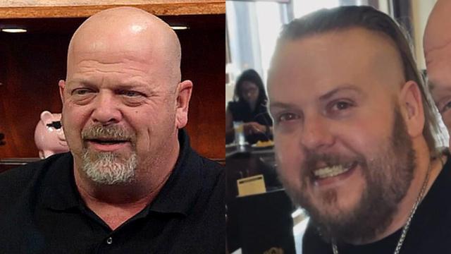 Rick Harrison en 'La casa de los empeños' e imagen de su hijo Adam compartida en redes sociales.