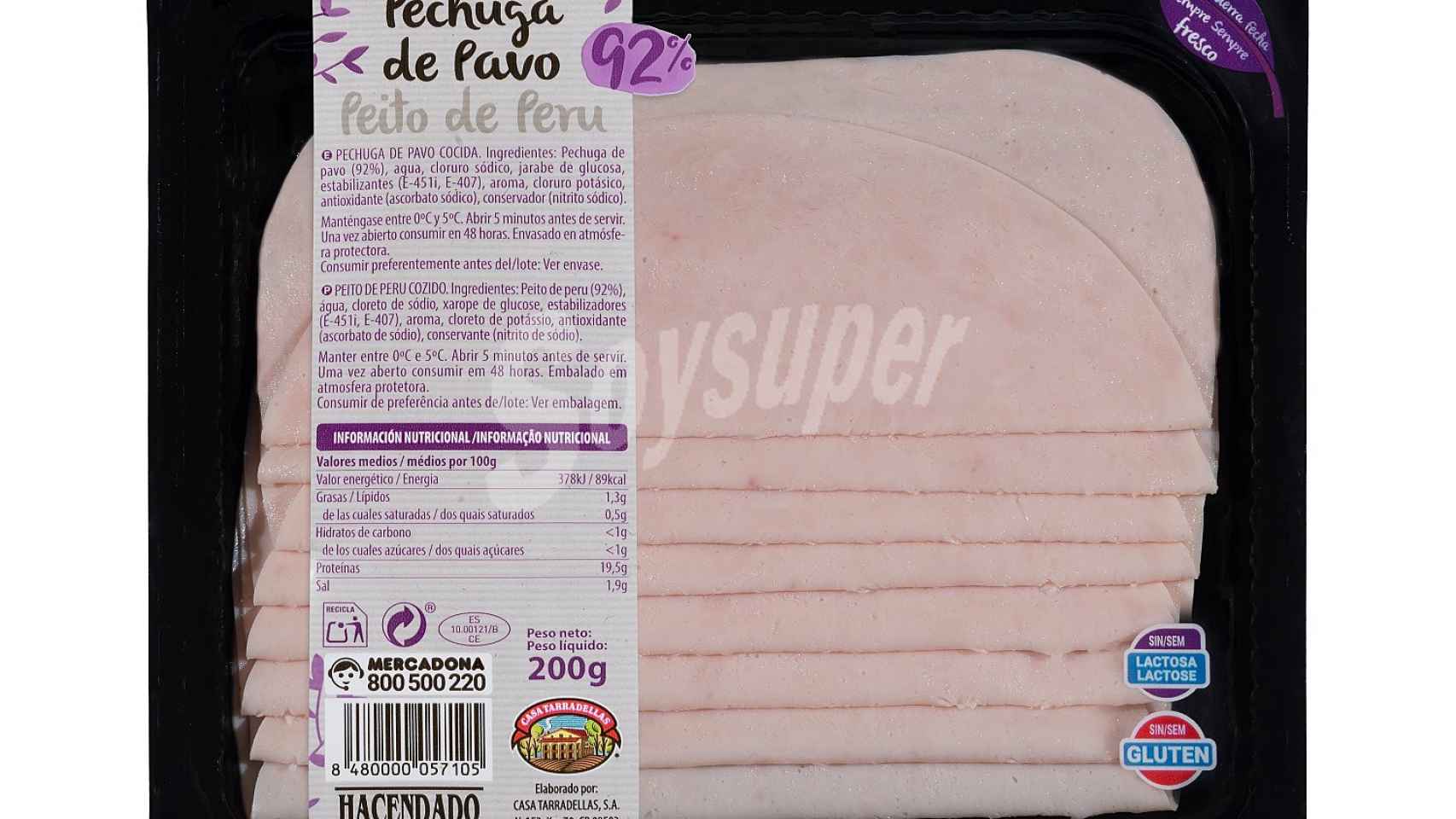 Nueva pechuga de pavo de Mercadona con 92% de carne.