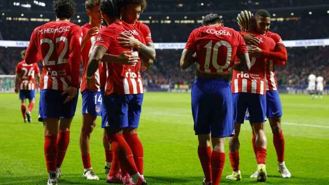 El Atlético de Madrid celebra el gol del pase a las semifinales.