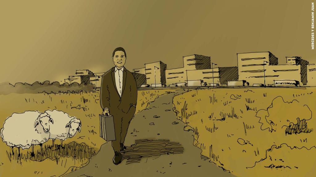 'Emiliano en el extrarradio', viñeta confeccionada por Mercedes, Paula y Benjamín Juan.