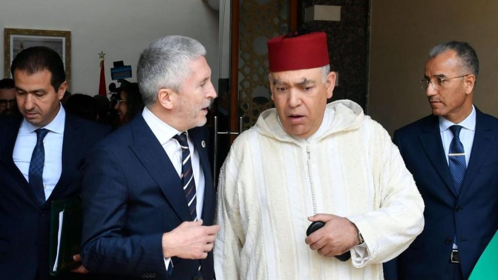 El ministro del Interior español, Fernando Grande-Marlaska, con su homólogo marroquí, Abdelouafi Laftit, el viernes pasado en Rabat.