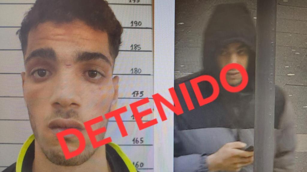 El sicario fugado de la prisión de Alcalá Meco, en su ficha policial y poco antes de ser arrestado.