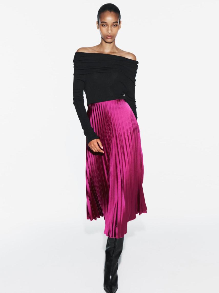 Falda fucsia de Zara.