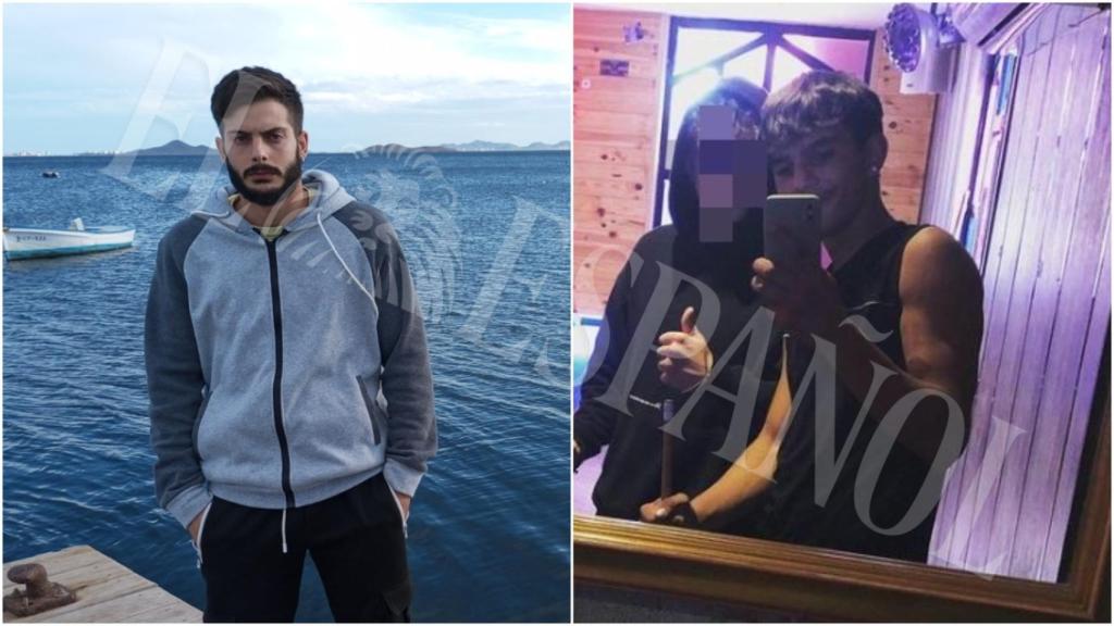 Francisco Javier Medina, de 22 años, uno de los dos supervivientes del naufragio en el Mar Menor, junto a una foto del difunto Ivailo Petrov, de 16 años.