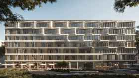 Figuración del nuevo hotel de V5 Housing e Intelier en la playa de la Malvarrosa de Valencia. EE