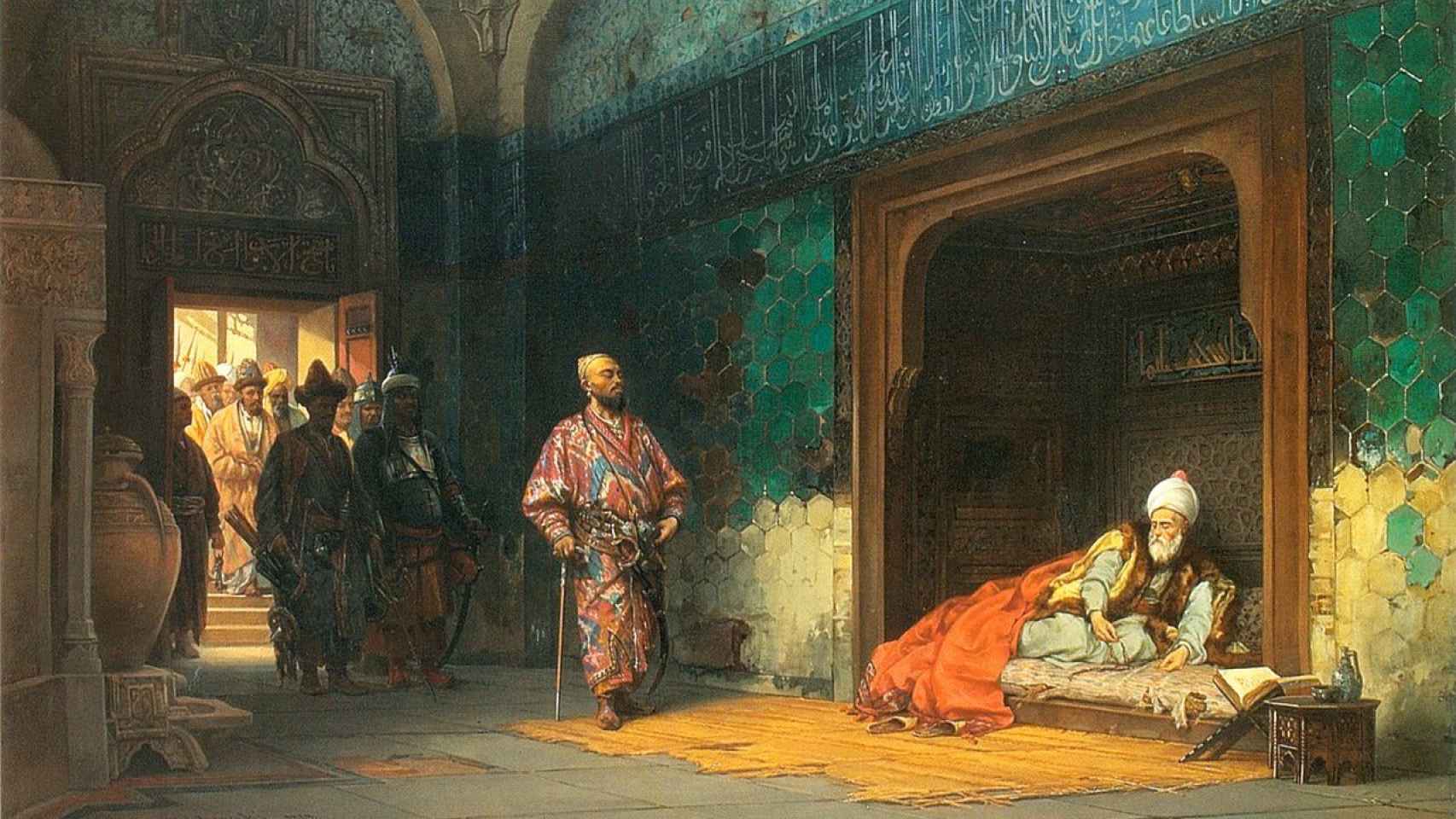 Tamerlán después de capturar al sultán Bayaceto. Cuadro de 1878