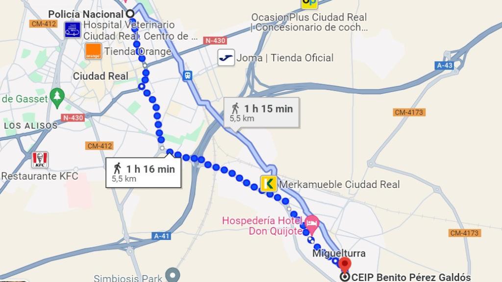 Distancia recorrida por Ismael.