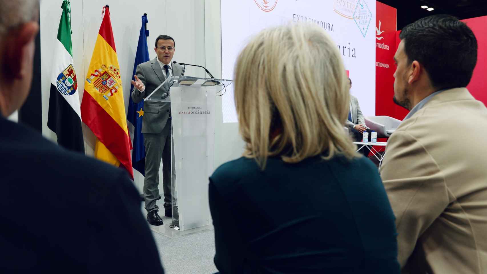 Miguel Angel Gallardo, presidente de la Diputación de Badajoz, en la presentación de Fitur