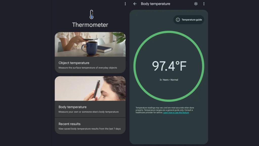 El termómetro corporal del Pixel 8 Pro