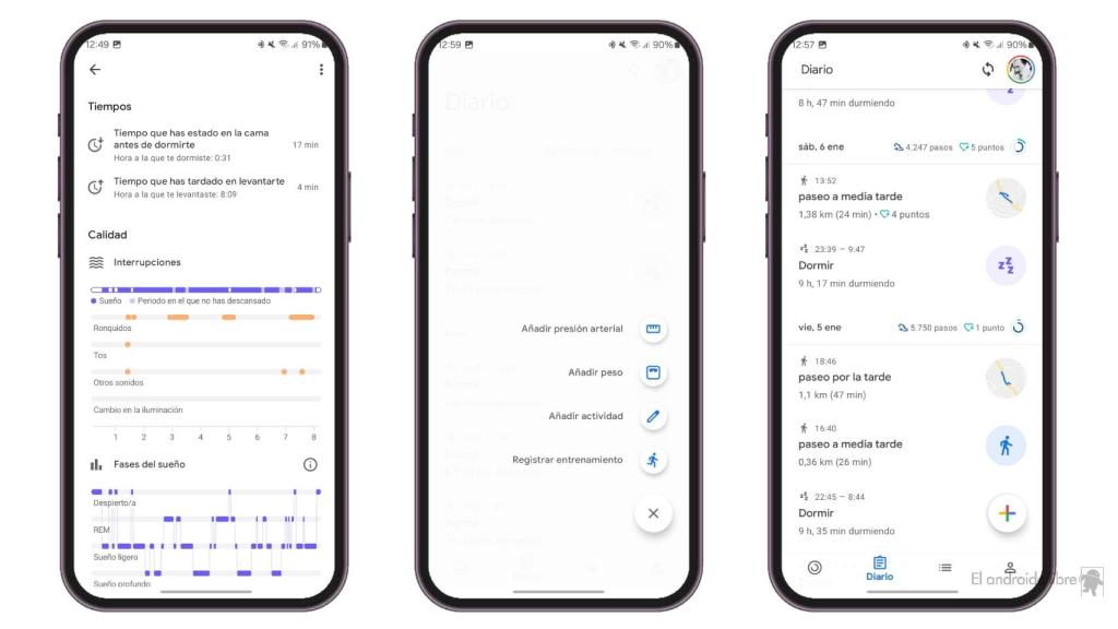 Interfaz de sueño y Diario
