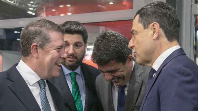 Emiliano García-Page, esta semana con los presidentes del PP Juanma Moreno, Carlos Mazón y Fernando López Miras