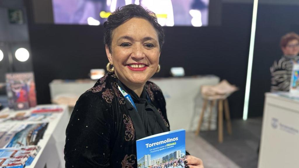 Margarita del Cid posa para El Español de Málaga en Fitur.
