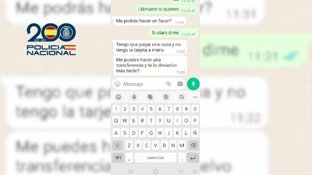 Uno de los ejemplos de las conversaciones para cometer la estafa.