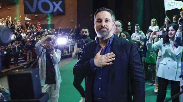 Santiago Abascal, en el evento de su reelección al frente de Vox