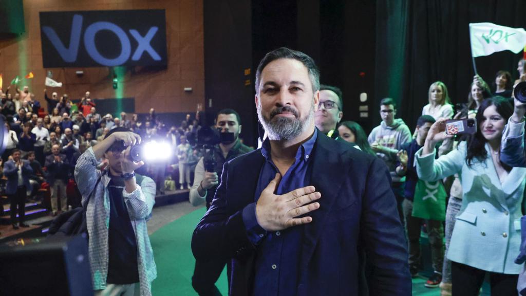 Santiago Abascal, en el evento de su reelección al frente de Vox