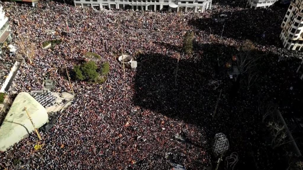 Vista aérea de la manifestación.