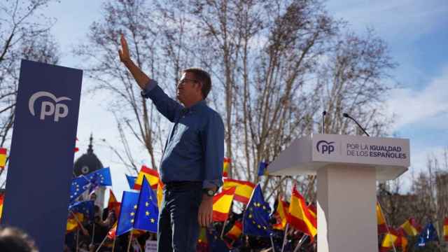 El líder del PP, este domingo en la manifestación de Madrid.