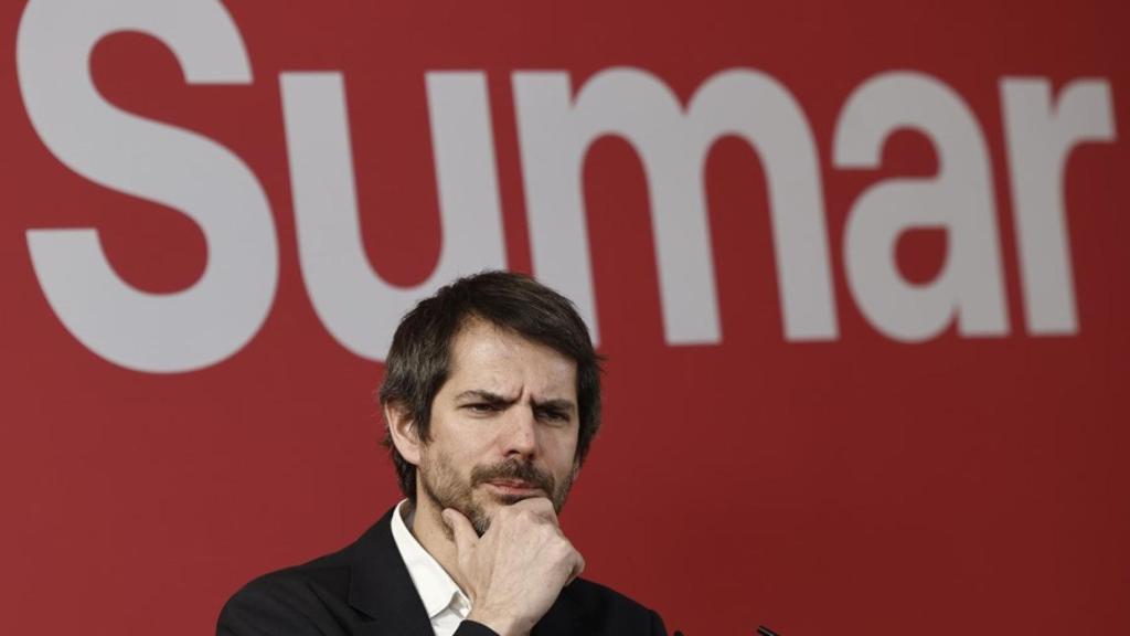 El ministro de Cultura, Ernest Urtasun, en una rueda de prensa de su formación política, Sumar, en Madrid.