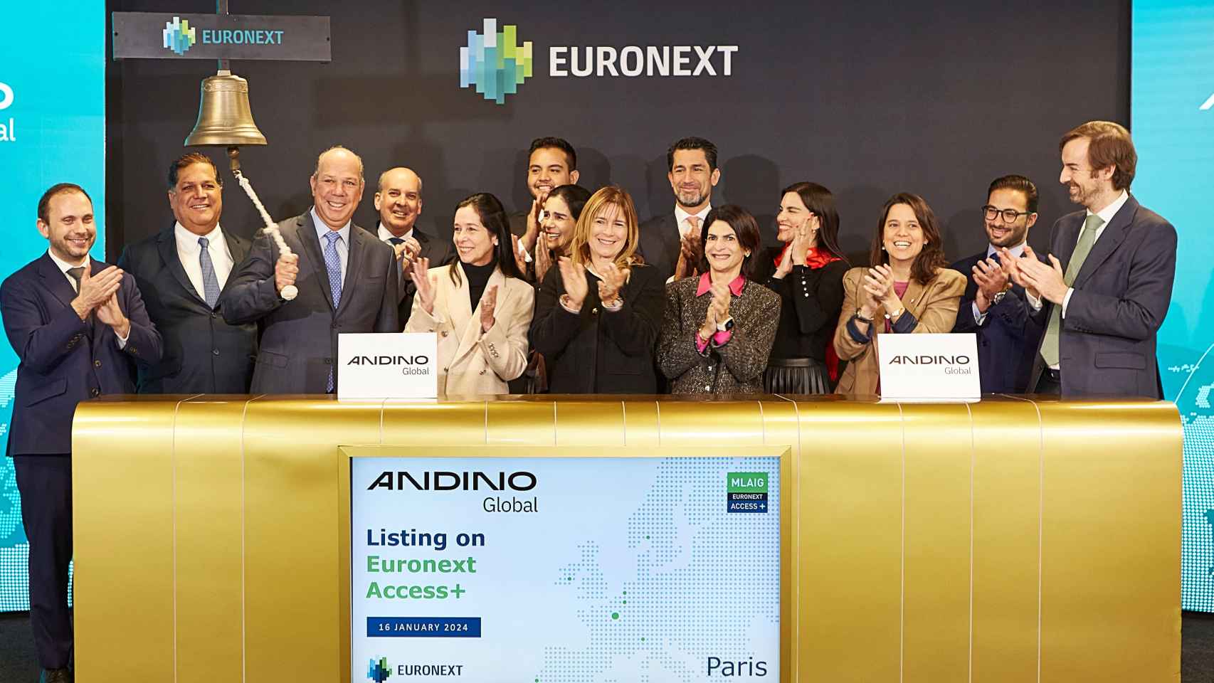 Toque de campana de Andino en el Euronext Access+ de París