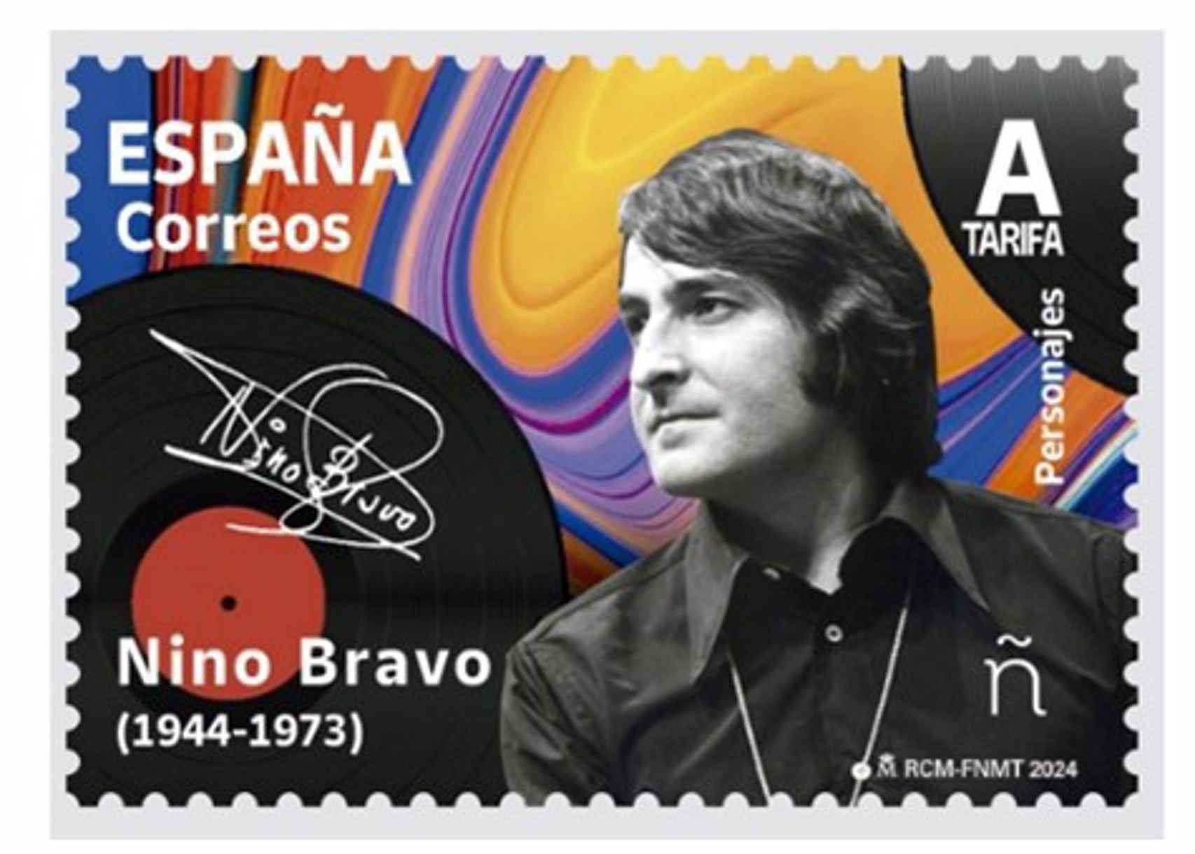 Sello dedicado al cantante valenciano Nino Bravo emitido por Correos. Europa Press