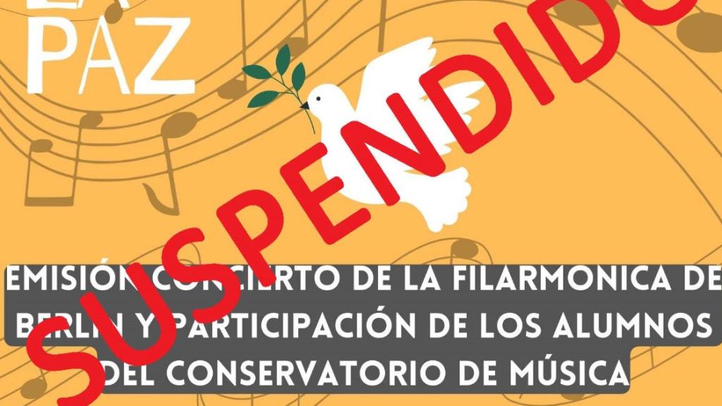 Cartel del concierto suspendido.