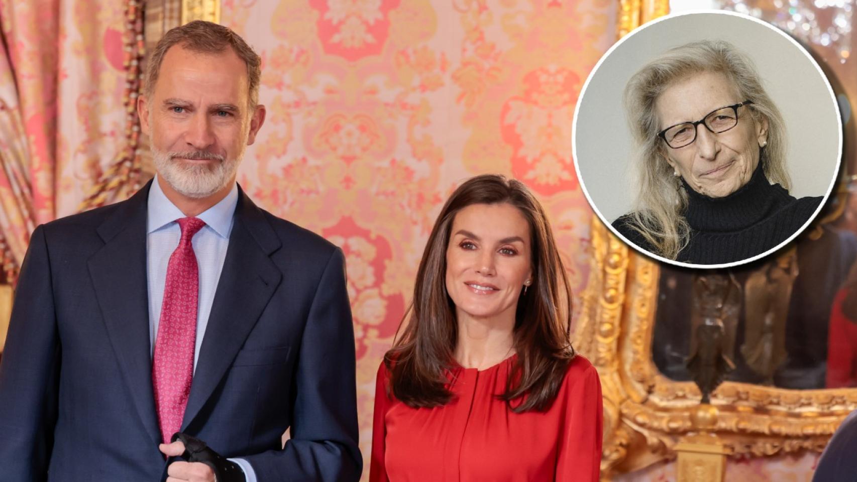 Felipe y Letizia junto a Annie Leibovitz en un fotomontaje.