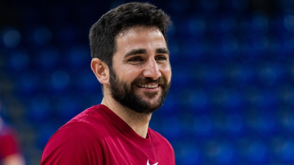 Ricky Rubio, en el entrenamiento con el Barcelona.