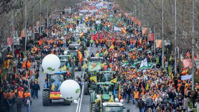 Una protesta convocada por organizaciones agrarias en Madrid, en una imagen de archivo.