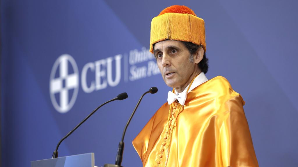 José María Álvarez-Pallete, presidente de Telefónica, durante su investidura como doctor 'honoris causa' por la Universidad CEU San Pablo.