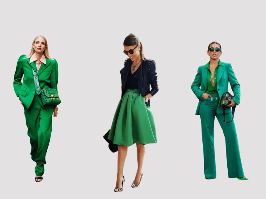 Conjuntos con tonos verdes.