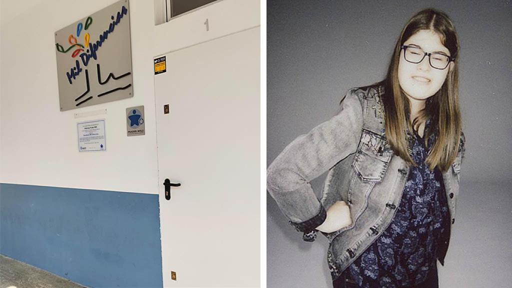 Andrea, a la derecha y la Residencia Mil Diferencias a la izquierda