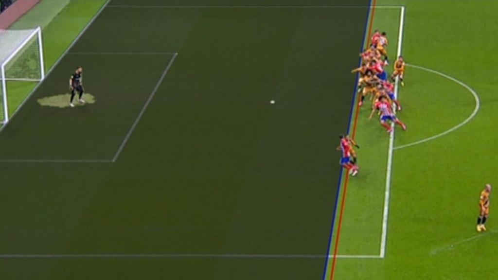 El VAR revisó el fuera de juego en el gol del Atlético de Madrid al Rayo