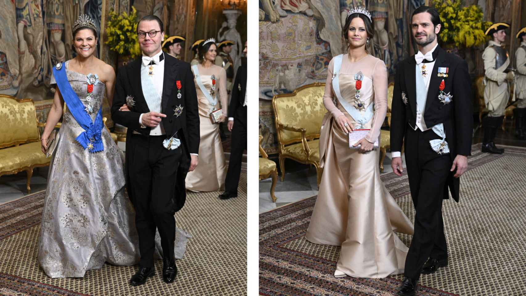 Las princesas Victoria y Suecia, con sus lujosas tiaras.