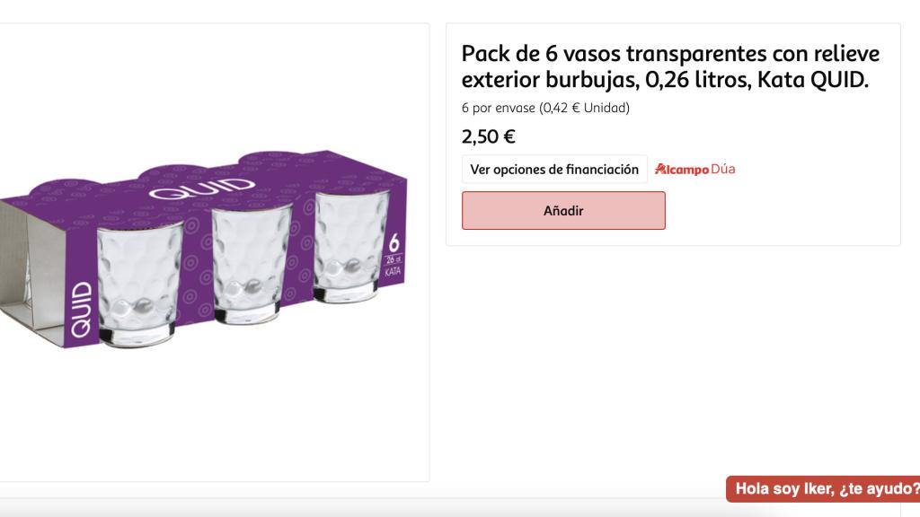 Pack de 6 vasos transparentes.