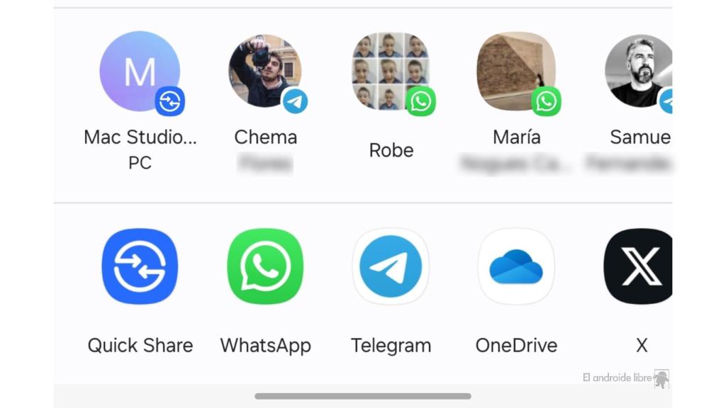 Interfaz de Quick Share con opción de compartir directa (Mac Studio)