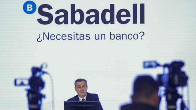 César González-Bueno, consejero delegado de Sabadell, durante la rueda de prensa de presentación de los resultados del ejercicio 2023.